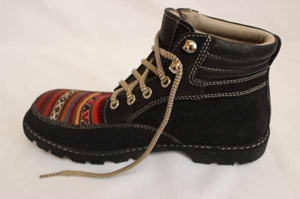 画像3: 革製トレッキングシューズ(アンデスの布)ネイビー色　15500→14000円！(送料込み) (3)