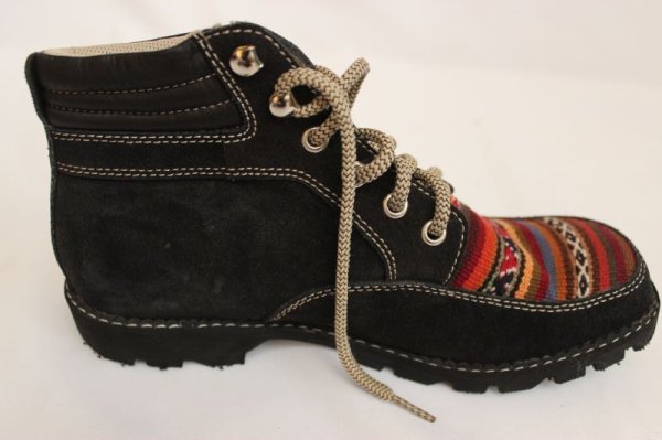 画像4: 革製トレッキングシューズ(アンデスの布)ネイビー色　15500→14000円！(送料込み) (4)