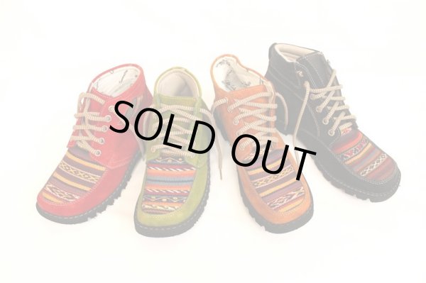 画像8: 革製トレッキングシューズ(アンデスの布)カフェ色　15500→14000円！(送料込み) (8)