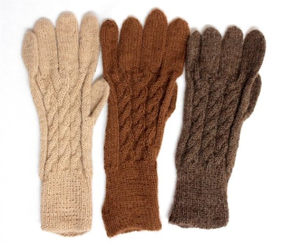 画像2: アルパカ100％手袋　手編み(送料無料) (2)