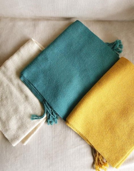 画像8: 機織りアルパカ100％マフラー モスグリーン(送料無料) (8)