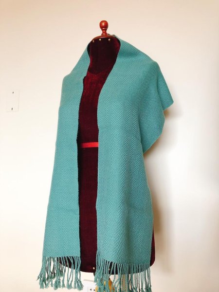 画像6: 機織りアルパカ100％マフラー モスグリーン(送料無料) (6)