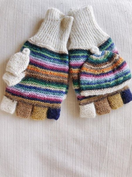 画像2: アルパカ100％手袋(ミトン付)手編み　送料無料 (2)