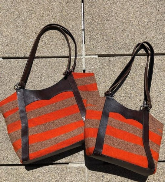 画像6: おしゃれバッグL,Mサイズ（伝統布と本革） (6)