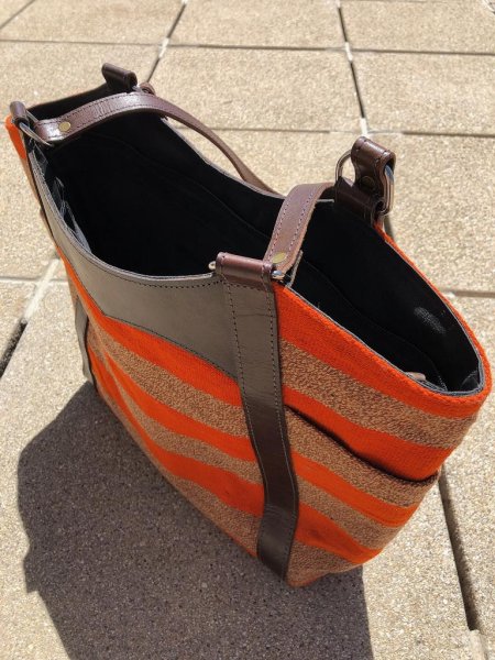 画像3: おしゃれバッグL,Mサイズ（伝統布と本革） (3)