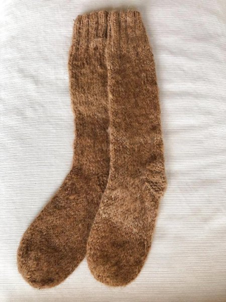 画像1: 靴下ソックス アルパカ100％ 温かい手編み 高品質 茶色１足〜３足セット 送料無料 (1)