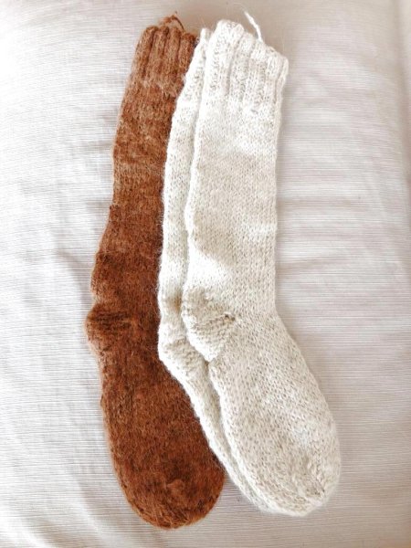 画像9: 靴下ソックス アルパカ100％ 温かい手編み 高品質 白色 送料無料 (9)