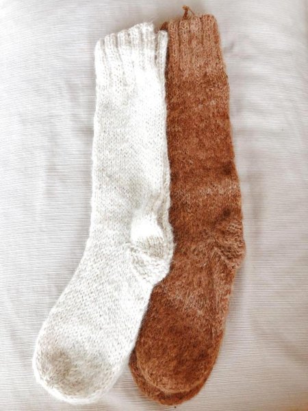 画像10: 靴下ソックス アルパカ100％ 温かい手編み 高品質 白色 送料無料 (10)