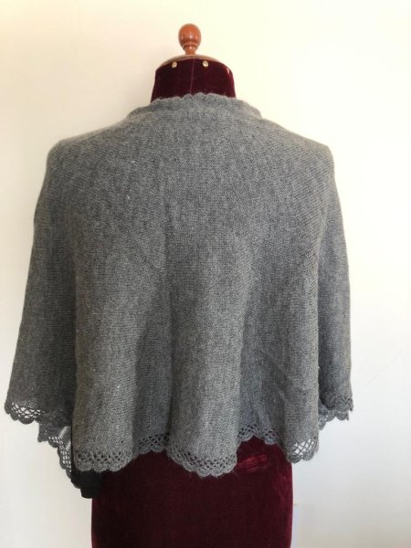 画像5: ２way ストール アルパカ100％ おしゃれ グレイ花(送料込み) (5)