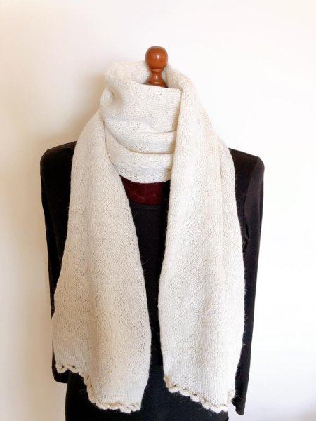 画像7: ストール アルパカ100％ おしゃれホワイト白(送料無料) (7)