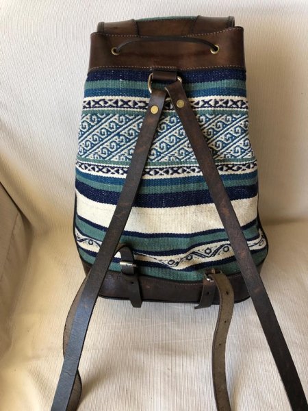 画像3: 本革リュック 伝統布（送料無料） (3)