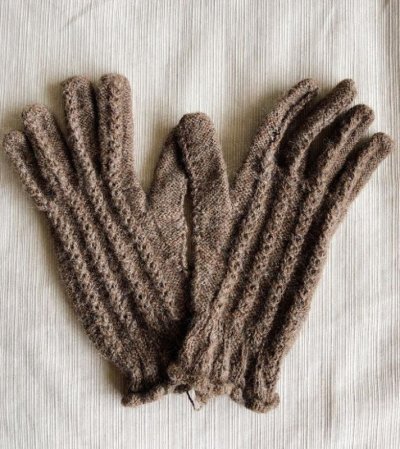 画像2: アルパカ100％手袋 指細見え 手編み(送料無料)