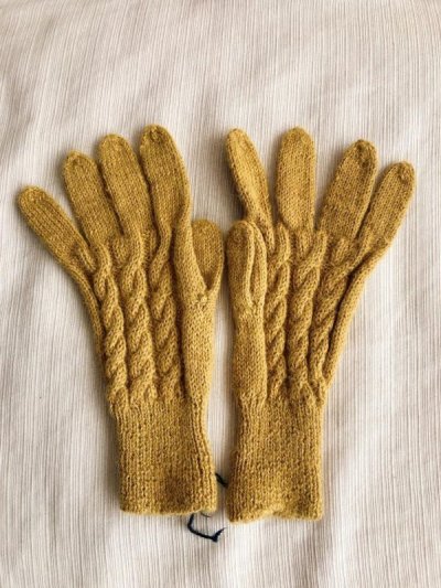 画像2: アルパカ100％手袋　ケーブル手編み(送料無料)