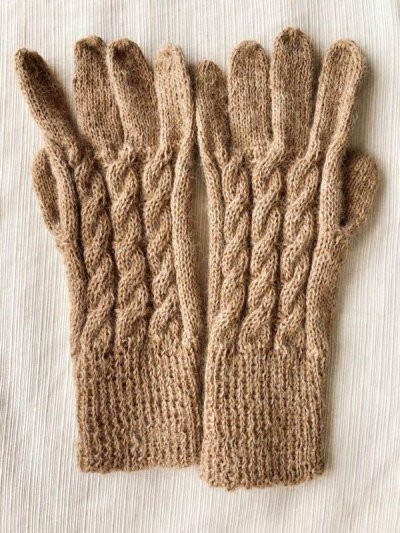 画像2: アルパカ100％手袋　ケーブル手編み(送料無料)