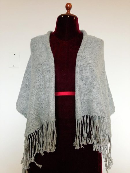 画像5: 手編みストール アルパカ100％ おしゃれグレイ(送料無料) (5)