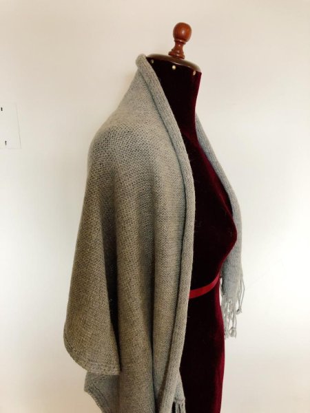 画像6: 手編みストール アルパカ100％ おしゃれグレイ(送料無料) (6)