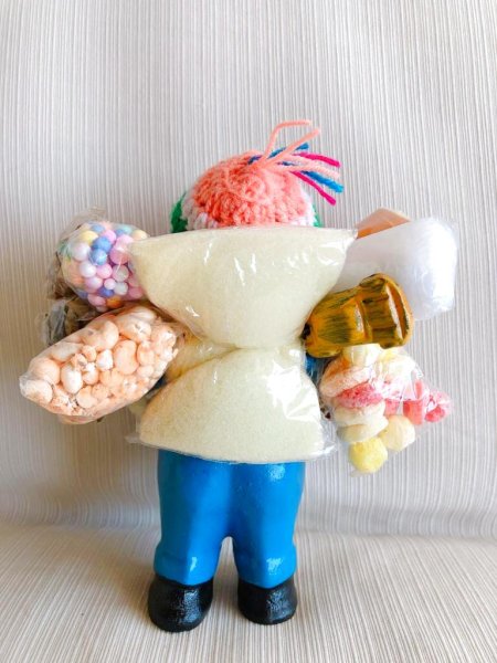 画像3: 祈祷済み 金歯エケコ人形　面白丸顔 青18cm(送料無料) (3)