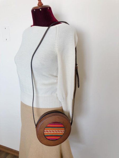 画像6: 本革レザーポシェット(伝統布)M 送料無料 (6)