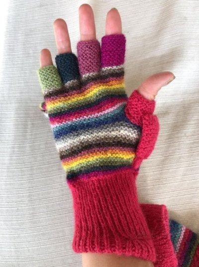 画像3: アルパカ100％手袋(２ＷＡＹミトンカバー付) 手編み 温かい おしゃれ 赤 送料無料