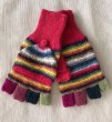 画像3: アルパカ100％手袋(２ＷＡＹミトンカバー付) 手編み 温かい おしゃれ 赤 送料無料 (3)
