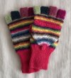 画像1: アルパカ100％手袋(２ＷＡＹミトンカバー付) 手編み 温かい おしゃれ 赤 送料無料 (1)