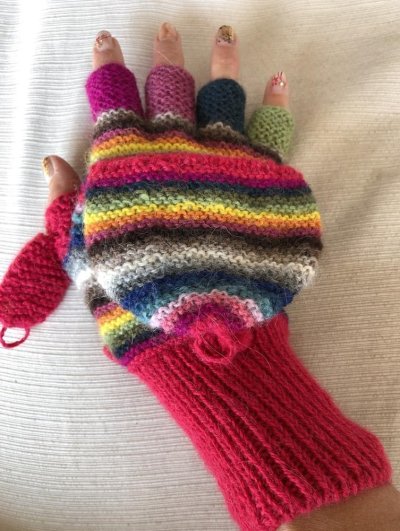 画像2: アルパカ100％手袋(２ＷＡＹミトンカバー付) 手編み 温かい おしゃれ 赤 送料無料
