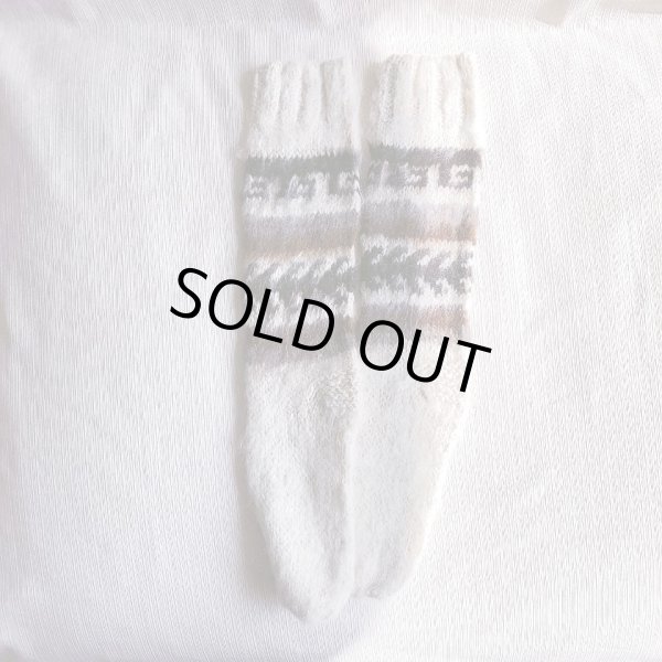 画像2: 温かいアルパカ100%ソックス 靴下 手編み リアル ナチュラルカラー(送料込み)　 (2)