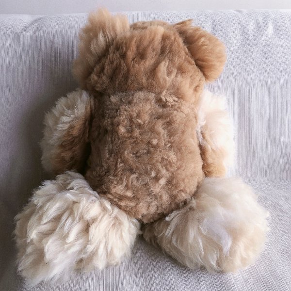 画像3: 大きいくまのぬいぐるみ  ベビーアルパカ毛 リアル 圧巻55ｃｍ！（茶色とベージュのコンビネーション）送料無料 (3)