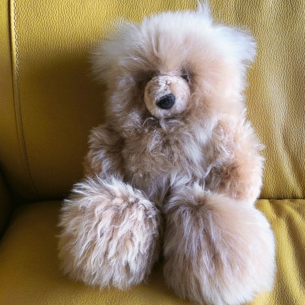 画像4: アルパカスリ ぬいぐるみ くま 希少 高品質リアル カフェベージュ35cm  (4)