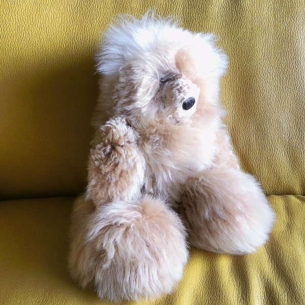 画像2: アルパカスリ ぬいぐるみ くま 希少 高品質リアル カフェベージュ35cm  (2)