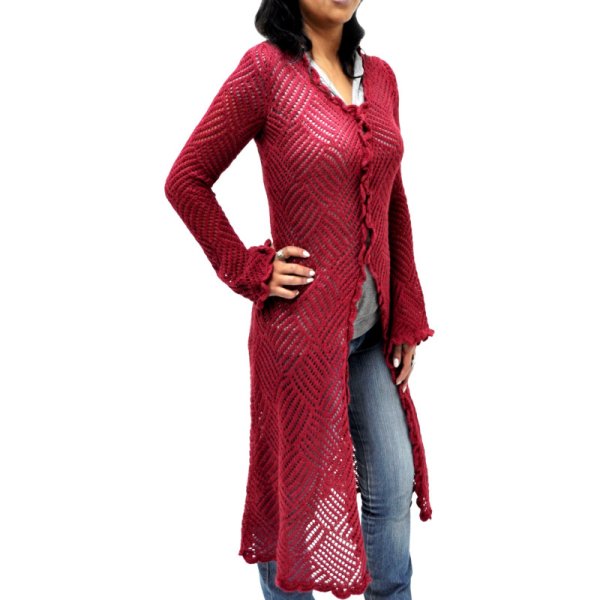 画像3: L XLサイズ アルパカ100％ おしゃれニットカーディガン ひし形（送料無料） (3)