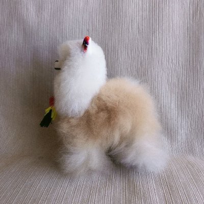 画像2: アルパカぬいぐるみ リアル モコモコ 白ベージュM 耳がかわいい アルパカ100％ 送料無料