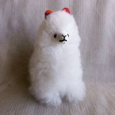 画像1: アルパカぬいぐるみ リアル モコモコ 白ホワイトL 耳がかわいい アルパカ100％ 送料無料
