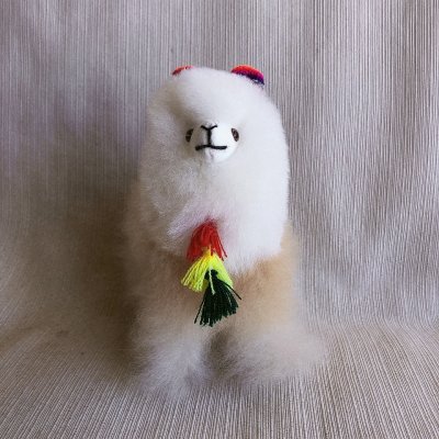 画像1: アルパカぬいぐるみ リアル モコモコ 白ベージュM 耳がかわいい アルパカ100％ 送料無料