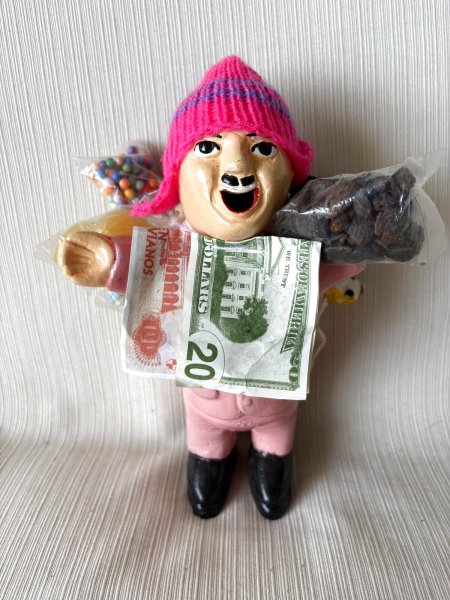 画像1: 全身ピンク！祈祷済みエケコ人形 18cmハート付 (送料無料) (1)