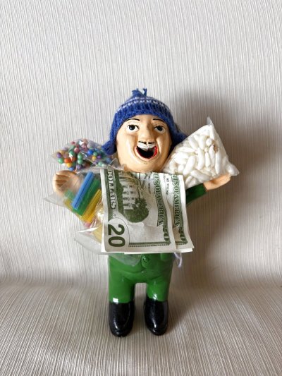 画像1: 全身緑色!健康運 祈祷済みエケコ人形 18cmハート付 (送料無料)