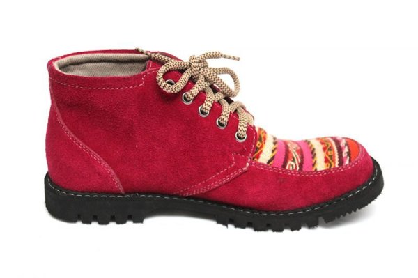 画像3: 革製トレッキングシューズ(アンデスの布)ピンク　15500→14000円！(送料込み) (3)