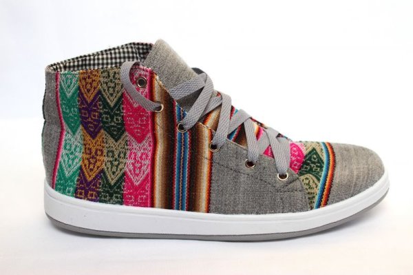 画像2: 伝統布のスニーカー(アンデスの布アワヨ)ミドルカット 送料無料 (2)