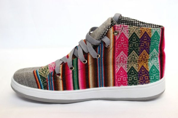 画像3: 伝統布のスニーカー(アンデスの布アワヨ)ミドルカット 送料無料 (3)