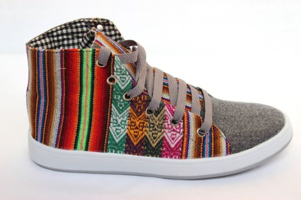 画像2: 伝統布のスニーカー（アンデスの布アワヨ）ミドルカット　送料無料  (2)