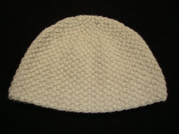 画像1: 100％アルパカ帽子　手編み　ナチュラルホワイト　Ｍ (1)